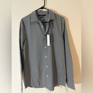 Perry Ellis Men’s Medium Long Sleeve Button Down NWT Gingham Dark Sapphire Shirt